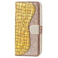 Croco Bling Series iPhone 13 Pung Cover - Guld