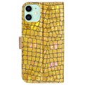 Croco Bling Series iPhone 13 Pung Cover - Guld