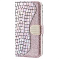 Croco Bling Series iPhone 13 Pung Cover - Rødguld