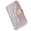 Croco Bling Series iPhone 12 Pro Max Etui med Pung - Rødguld