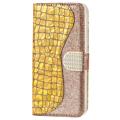 Croco Bling Series iPhone 14 Plus Coverpung - Guld