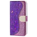 Croco Bling Series iPhone 14 Pro Max Etui med Pung - Lilla