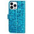 Croco Bling Series iPhone 14 Pro Coverpung - Blå