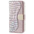 Croco Bling Series iPhone 14 Etui med Pung - Rødguld