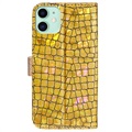 Croco Bling iPhone 11 Etui med Pung - Guld