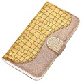 Croco Bling iPhone 11 Etui med Pung - Guld