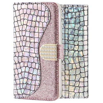 Croco Bling iPhone X / iPhone XS Pung - Sølv