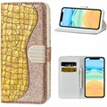 Croco Bling iPhone 12/12 Pro Etui med Pung - Guld