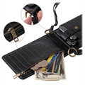 Crocodile Pattern Crossbody Mobiltaske med Makeup Spejl - Sort