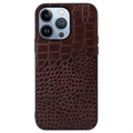 Krokodille Series iPhone 14 Pro Max Hybrid Cover - Brun