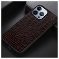 Krokodille Series iPhone 14 Pro Max Hybrid Cover - Brun