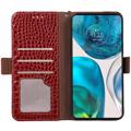Crocodile Series Motorola Moto E22/E22i Læderpung med RFID - Rød
