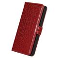 Crocodile Series Motorola Moto E22/E22i Læderpung med RFID - Rød