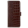 Crocodile Series Nokia G400 Læderpung med RFID - Brun