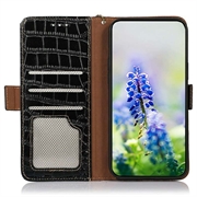 Xiaomi 17T Pro Crocodile Series Læderpung med RFID - Sort