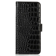 Xiaomi 17T Pro Crocodile Series Læderpung med RFID - Sort