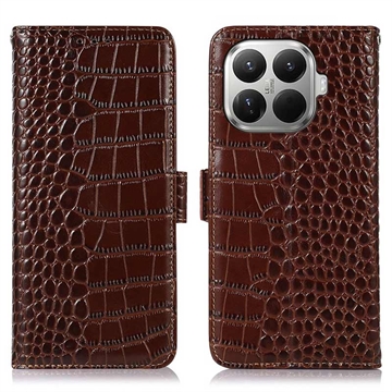 Xiaomi 17T Pro Crocodile Series Læderpung med RFID - Brun