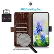 Xiaomi 17T Pro Crocodile Series Læderpung med RFID - Brun