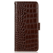 Xiaomi 17T Pro Crocodile Series Læderpung med RFID - Brun