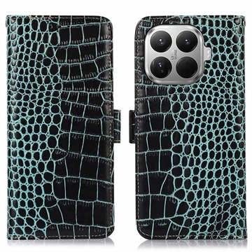 Xiaomi 17T Pro Crocodile Series Læderpung med RFID - Grøn