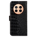 Crocodile Series Huawei Mate 50 Pro Læderpung med RFID - Sort