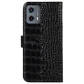 Motorola Moto G (2023) Crocodile Series Læderpung med RFID - Sort