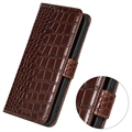 Nokia G42 Crocodile Series Læderpung med RFID - Brun