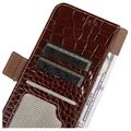 Nokia G42 Crocodile Series Læderpung med RFID - Brun