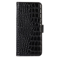 Crocodile Series Honor X20 SE Læderpung med RFID - Sort