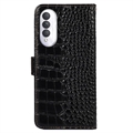 Crocodile Series Honor X20 SE Læderpung med RFID - Sort