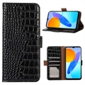 Crocodile Series Honor X8 Læderpung med RFID - Sort