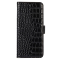 Crocodile Series Honor X8 Læderpung med RFID - Sort