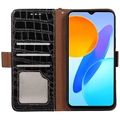 Crocodile Series Honor X8 Læderpung med RFID - Sort