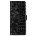 Crocodile Series Huawei Mate 50 Læderpung med RFID - Sort