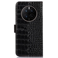 Crocodile Series Huawei Mate 50 Læderpung med RFID - Sort