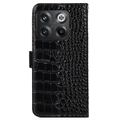 Crocodile Series OnePlus 10T/Ace Pro Læderpung med RFID - Sort