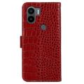 Crocodile Xiaomi Redmi A1+ Læderpung med RFID - Rød
