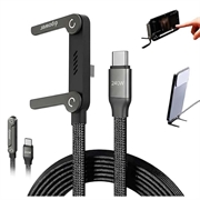 D-POWER 9204 240W USB-C-kabel med 360° sammenklappelig telefonholder - 1.5m