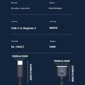 D039 USB-C til MagSafe 3 PD-opladerkabel i flettet nylon til MacBook Pro 16" - 140W, 2m - midnatsblå