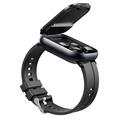 D12 2-i-1 smartwatch med trådløse clip-on-høretelefoner - silikonerem
