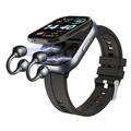 D12 2-i-1 smartwatch med trådløse clip-on-høretelefoner - silikonerem
