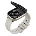D12 2-i-1 smartwatch med trådløse clip-on-høretelefoner - silikonerem - sølv