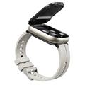 D12 2-i-1 smartwatch med trådløse clip-on-høretelefoner - silikonerem - sølv