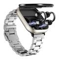 D12 2-i-1 smartwatch med trådløse clip-on-øretelefoner - rem i rustfrit stål - sølv