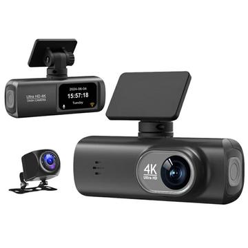 D19 MAX 4K dobbelt dashcam med bagkamera - GPS/WiFi - sort