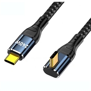 D24220 USB-C-kabel med vinkelstik til hurtigopladning, 240W - 2m - sort