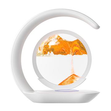 D25 3D Flytende sandmaleri natlys med trådløs oplader - Hvid / Gul