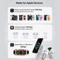 D6 3-i-1 magnetisk trådløs oplader i form af en robothund til iPhone, Apple Watch og AirPods - hvid