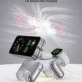 D6 3-i-1 magnetisk trådløs oplader i form af en robothund til iPhone, Apple Watch og AirPods - hvid