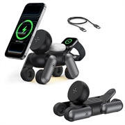 D6 3-i-1 magnetisk trådløs oplader i form af en robothund til iPhone, Apple Watch og AirPods